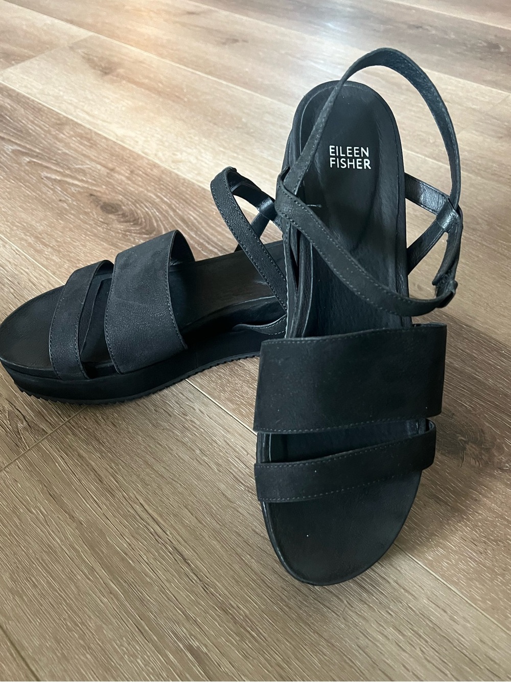 Eileen Fisher Black Platform Sandals Size 11
